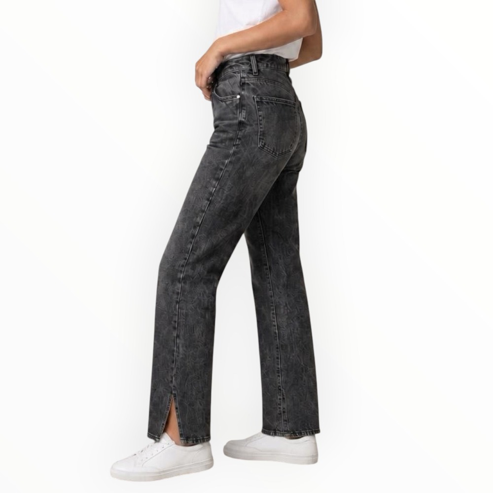 Garage Straight Leg Jeans Womens 3 26 Black Excellent 90s Side Slit Denim